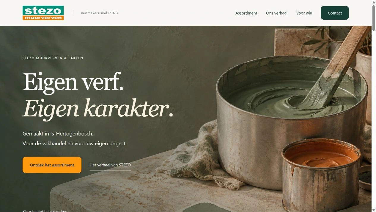 Actuele STEZO-website: Eigen verf. Eigen karakter.